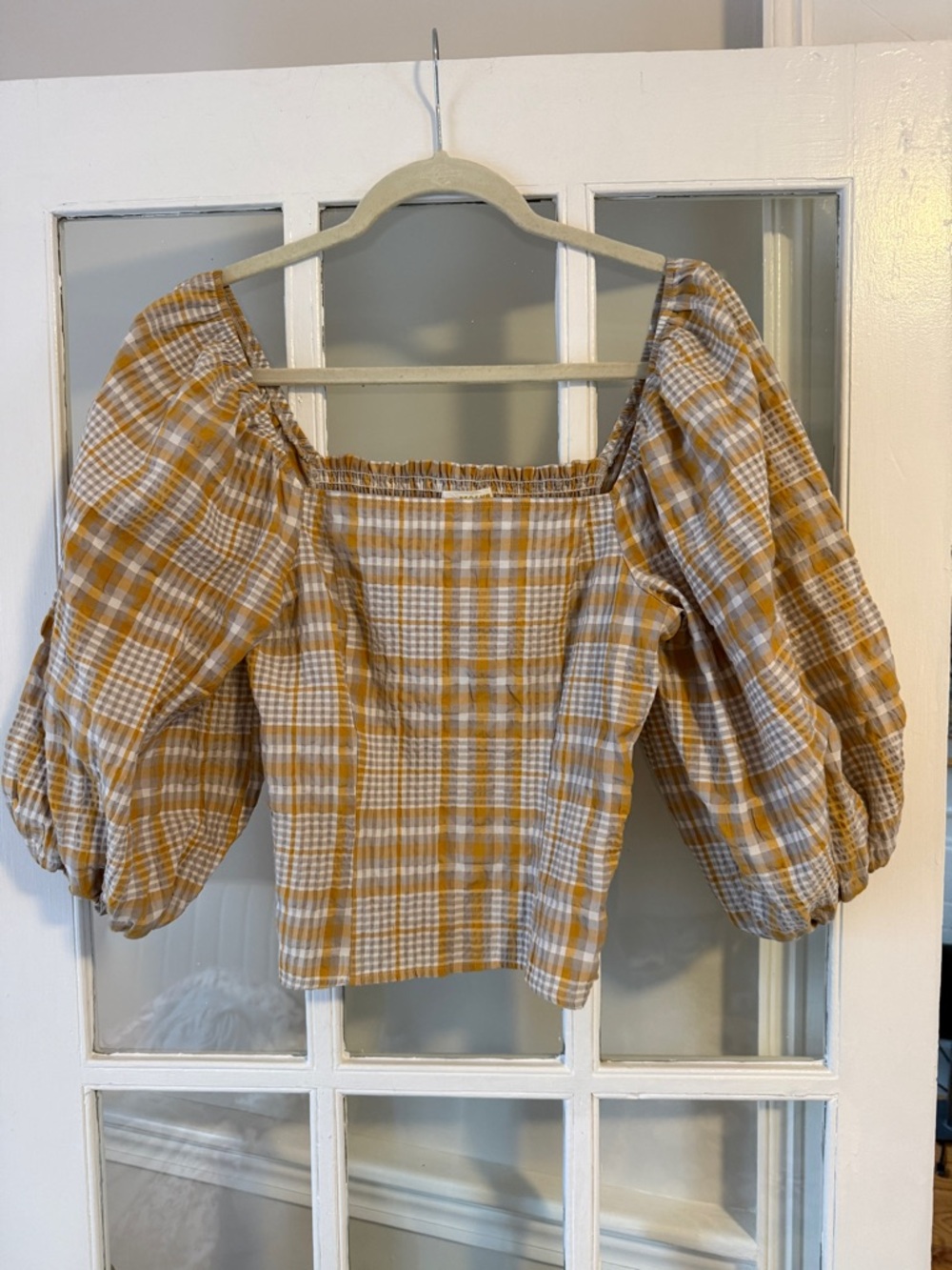 Maeve by Anthropologie Plaid Square neck Blouse - Picture 3 of 8